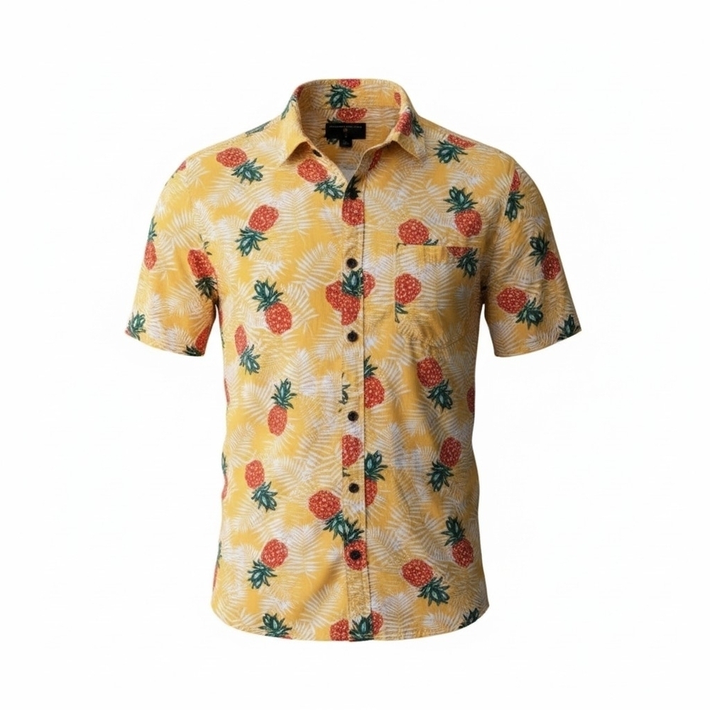 Margaritaville Novelty Pineapple Print Button Up Hawaiian Resortwear Shirt L